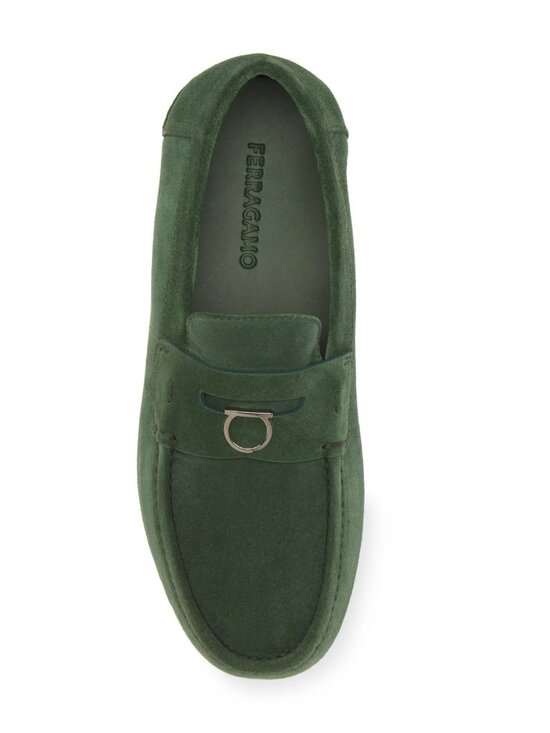 Ferragamo Dougan Men\'s Suede Penny Loafers Forest Green Shoes Size 12 / US 13 main image 4